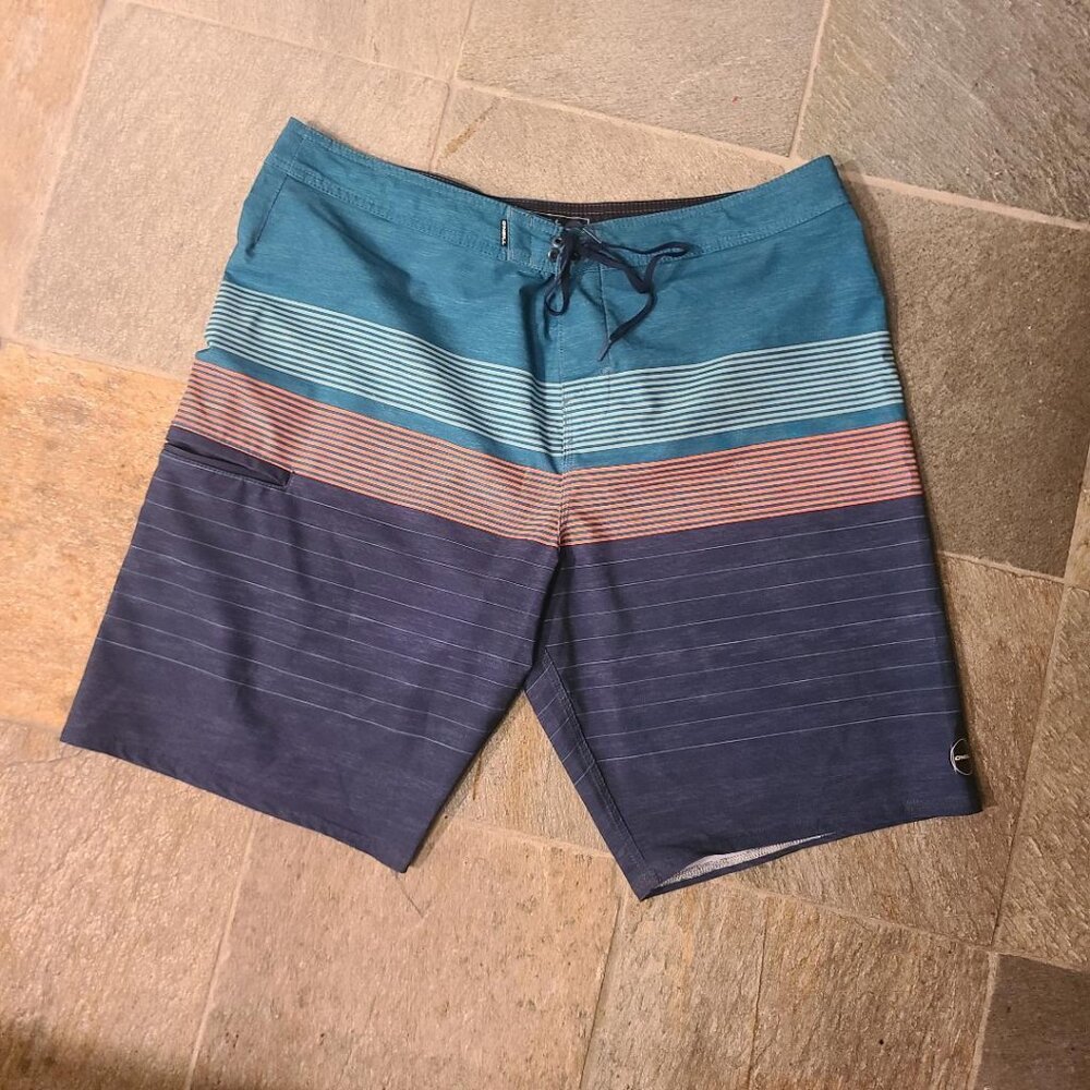 O''Neill Hyperfreak Striped Swim Board Beach Shorts Men's Size 38